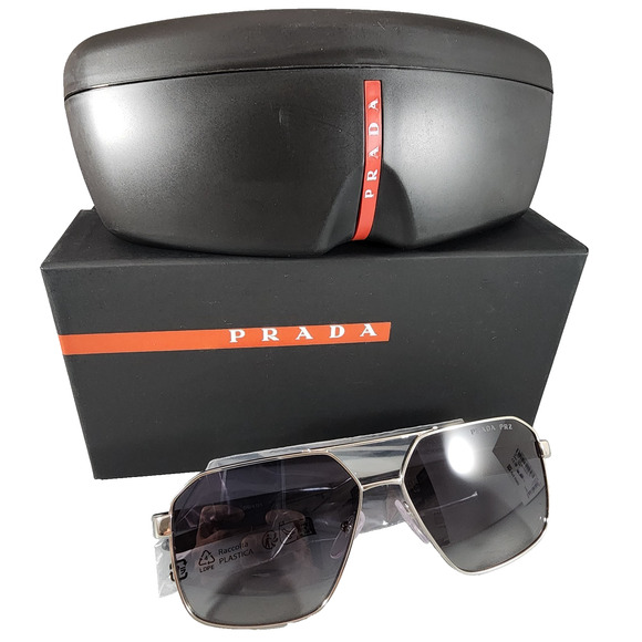 Prada Sport PS55WS 1BC06G Silver/Grey Gradient Polarized 60-14-140 Sunglasses - Picture 1 of 10